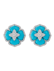 Fleur de Camélia turquoise floral CZ earrings in silver