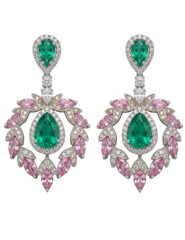Fleur de Camélia Jaslyn CZ Earrings in Green Pink Multi