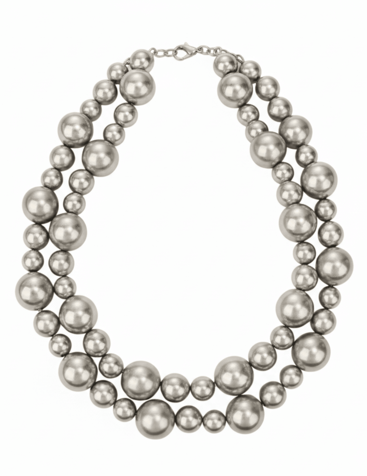 Fleur de Camélia Jasper large bead silver necklace