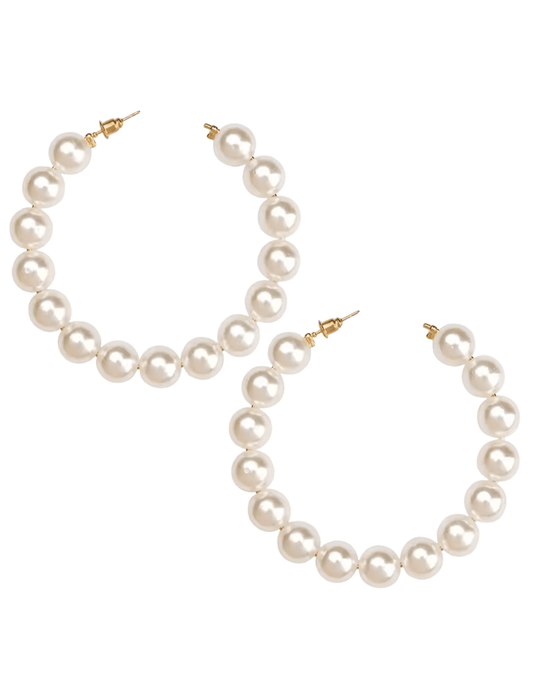 Fleur de Camélia Jeanie Pearl Hoop Earrings – large open-hoop statement earrings with pearl-inspired beads