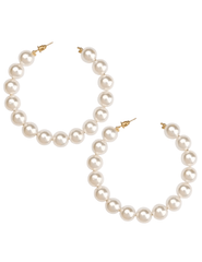 Fleur de Camélia Jeanie Pearl Hoop Earrings – large open-hoop statement earrings with pearl-inspired beads