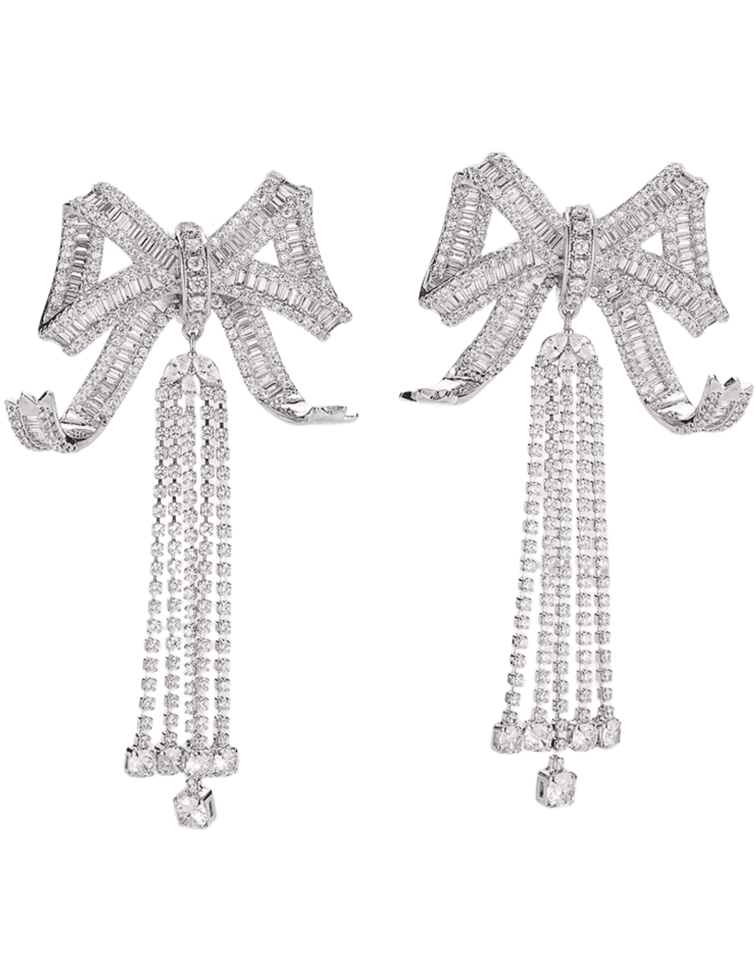 Fleur de Camélia Juliette silver bow earrings with rhinestone dangles