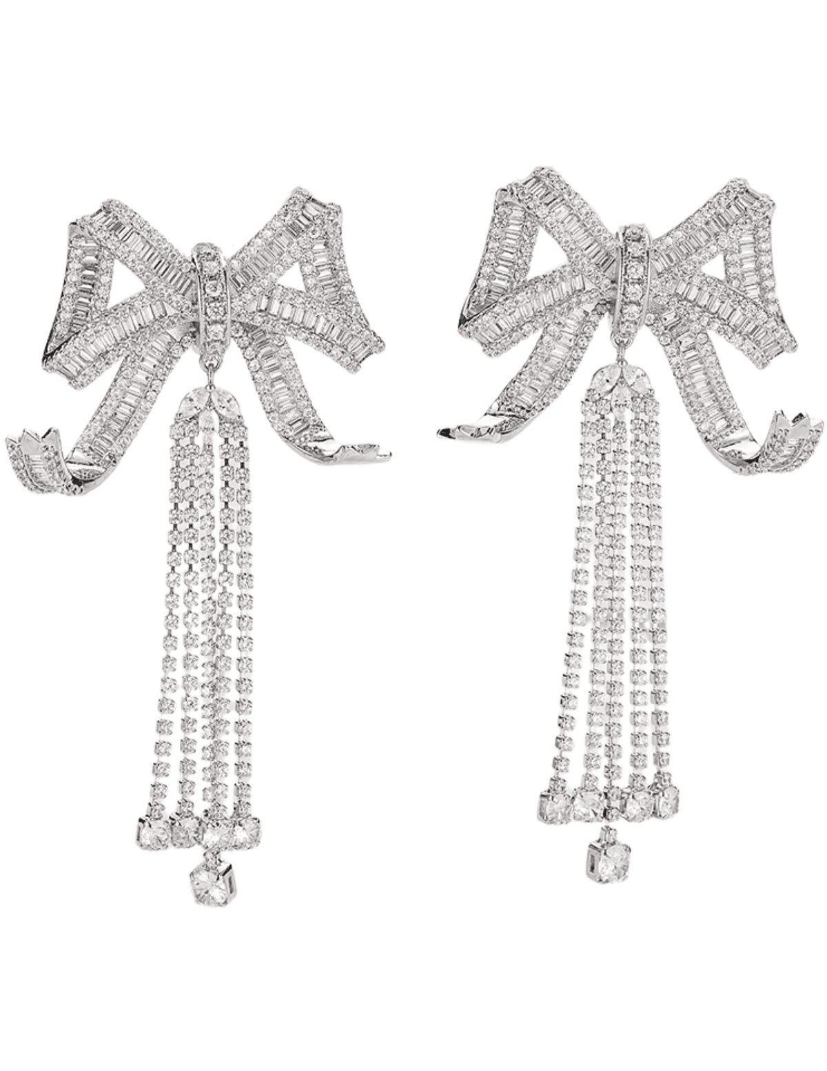 Fleur de Camélia Juliette silver bow earrings with rhinestone dangles
