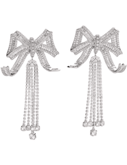 Fleur de Camélia Juliette silver bow earrings with rhinestone dangles