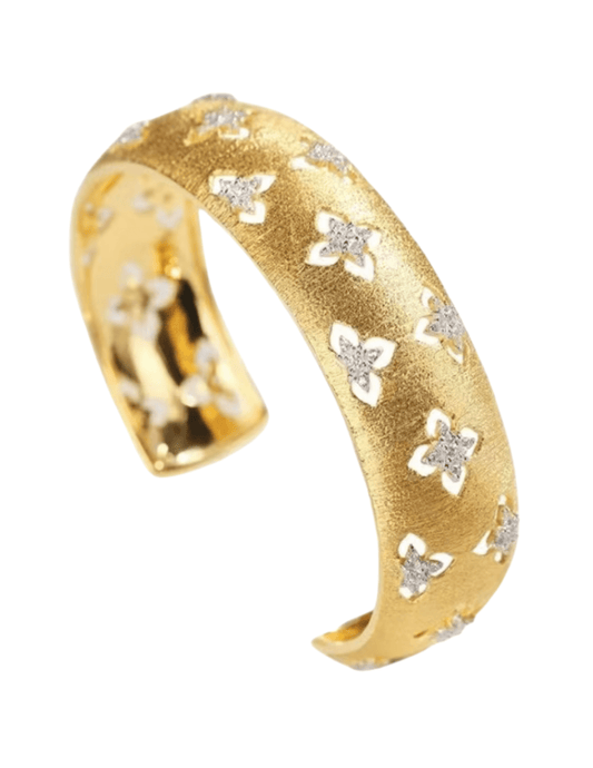 Fleur de Camélia Karina textured gold bangle bracelet