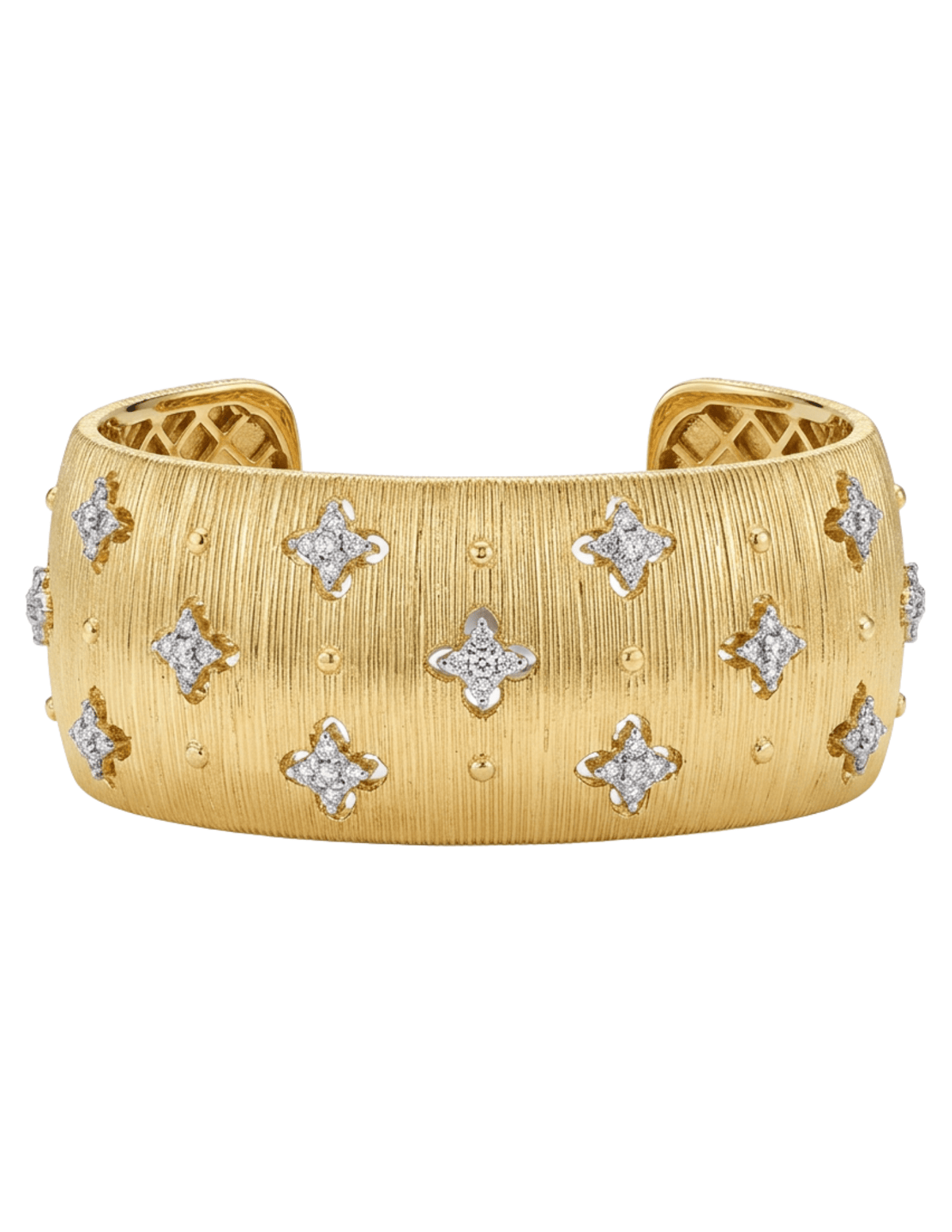 Fleur de Camélia Karina Wide Textured Bangle in Gold