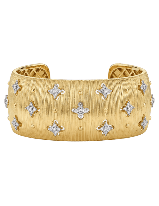 Fleur de Camélia Karina Wide Textured Bangle in Gold