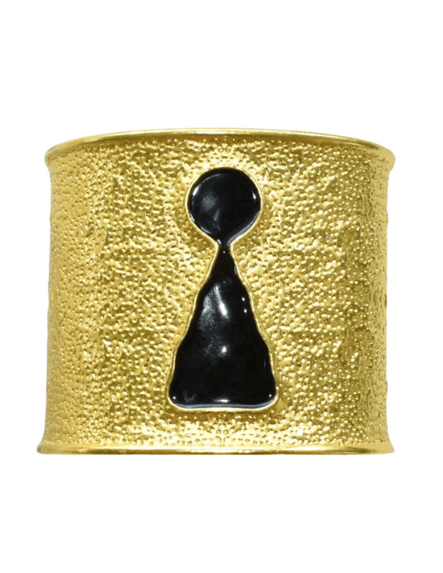 Fleur de Camélia Keyla Abstract Cuff Bracelet in Gold with White Resin Keyhole Design