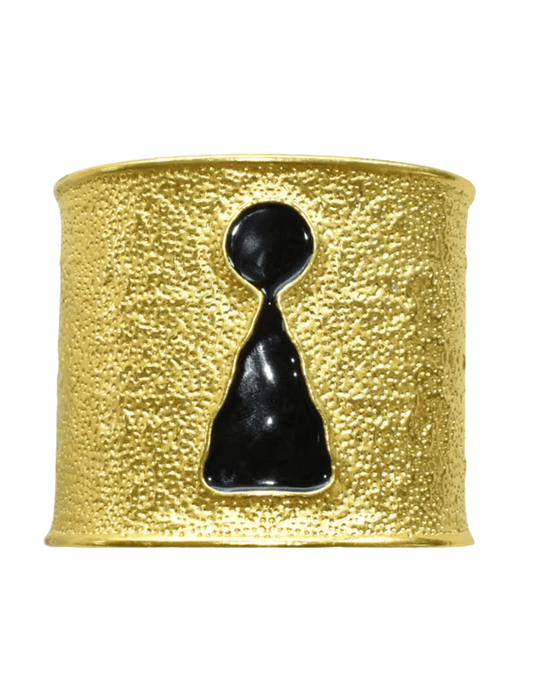 Fleur de Camélia Keyla Abstract Cuff Bracelet in Gold with White Resin Keyhole Design