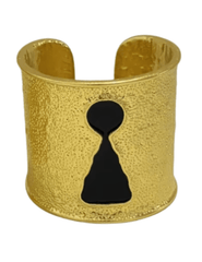 Fleur de Camélia Keyla Abstract Cuff Bracelet in Gold with White Resin Keyhole Design