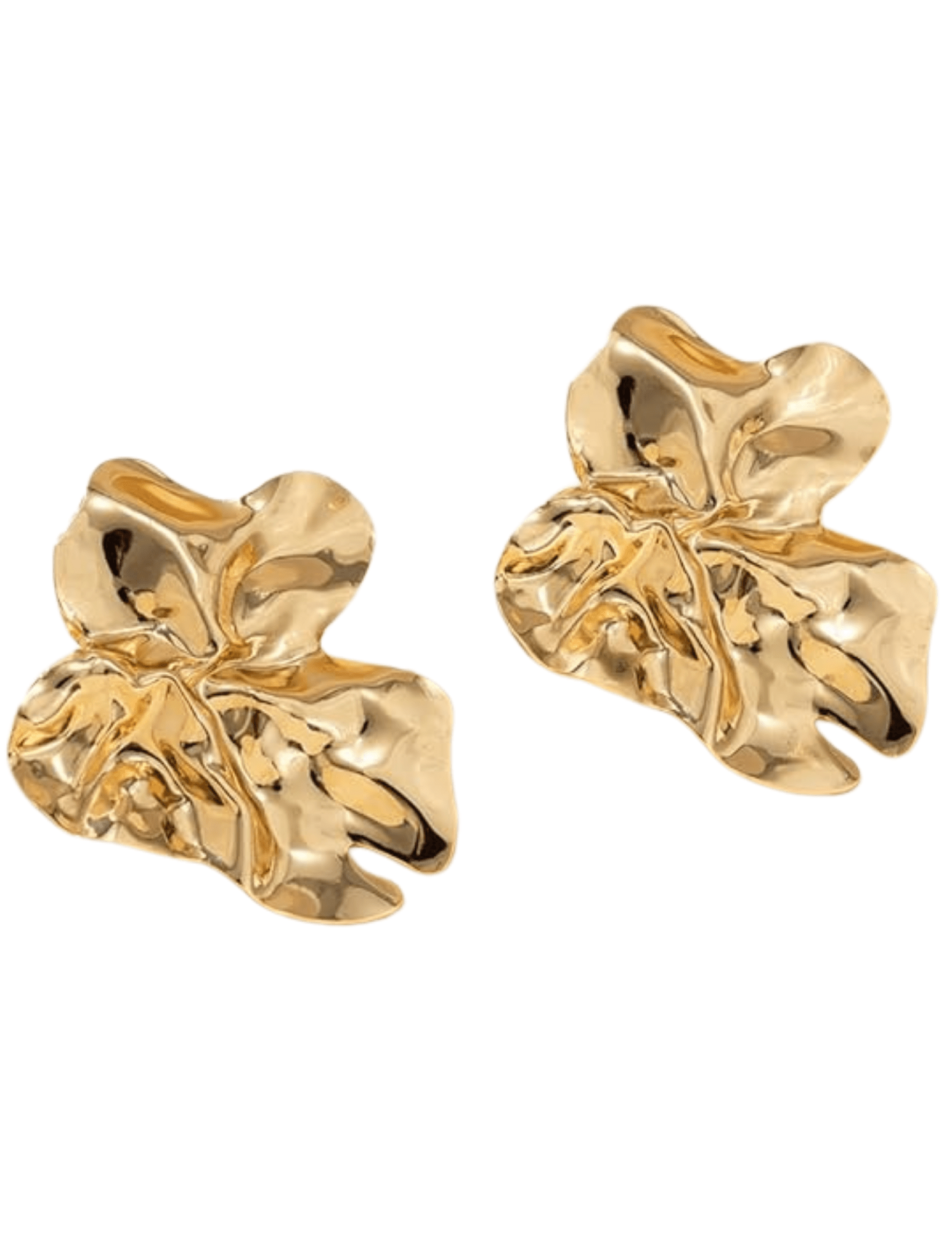 Fleur de Camélia Lydia statement flower earrings in gold with abstract petal design