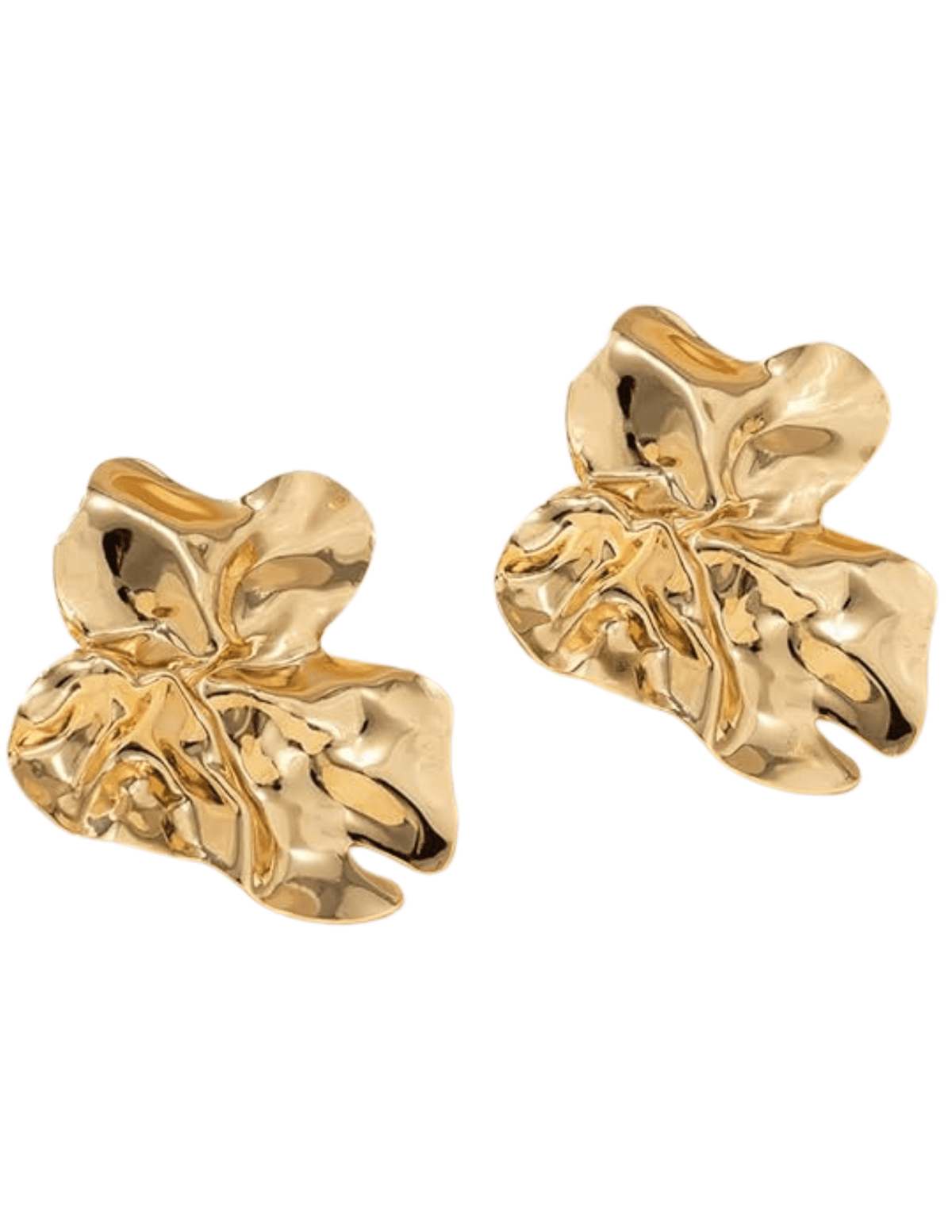 Fleur de Camélia Lydia statement flower earrings in gold with abstract petal design