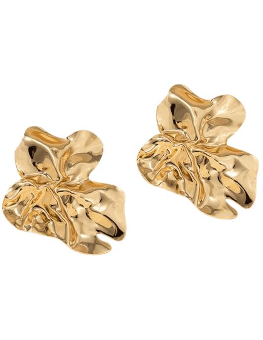 Fleur de Camélia Lydia statement flower earrings in gold with abstract petal design