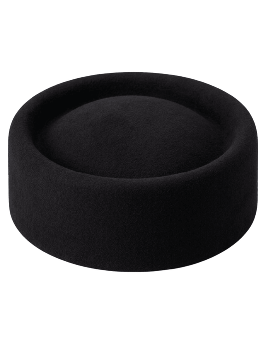 Fleur de Camélia Madeline Pillbox Hat in Black