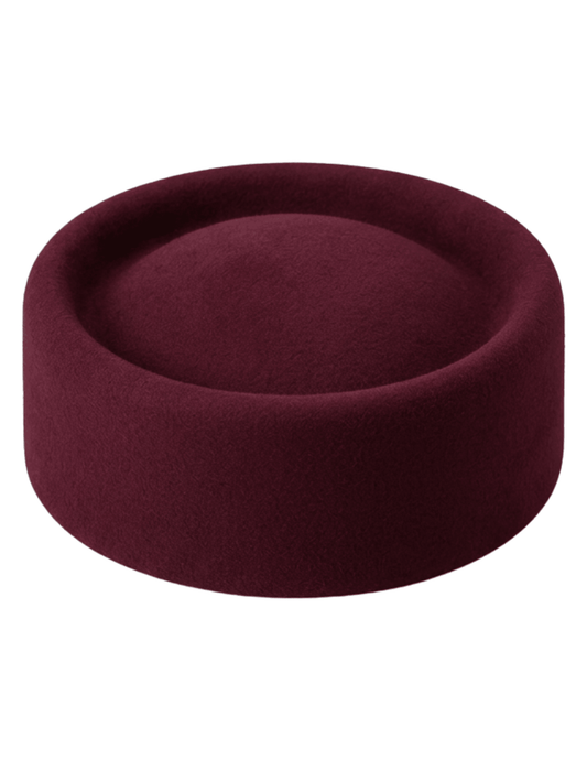 Fleur de Camélia Madeline Pillbox Hat in Burgundy