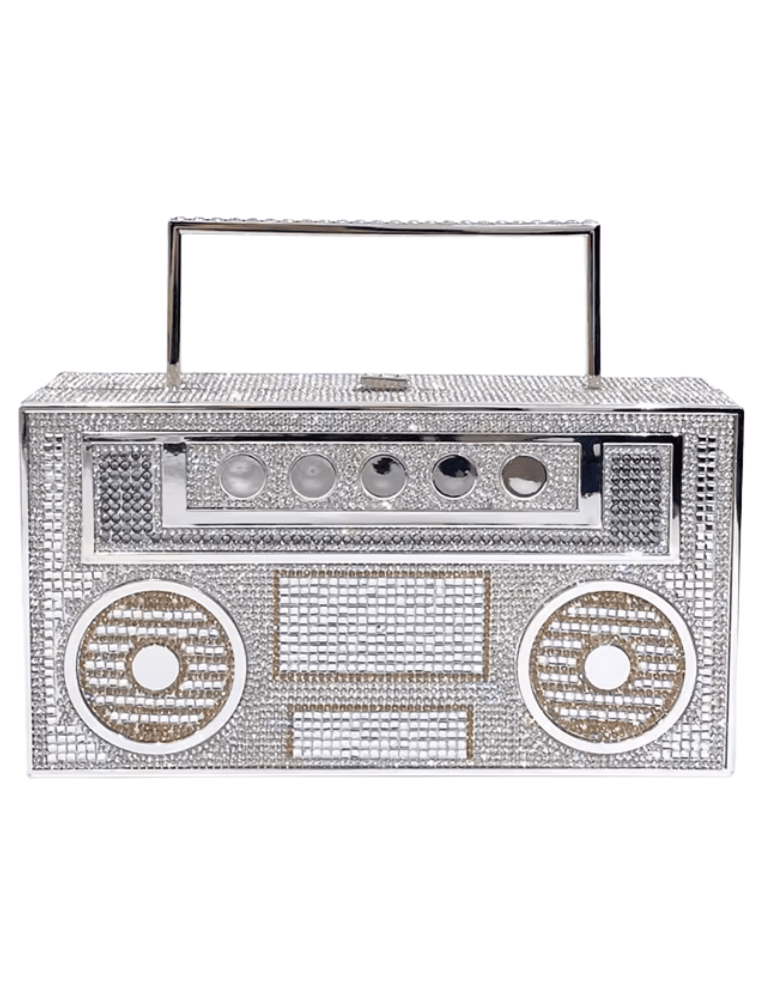Fleur de Camélia Madonna Silver Boombox Clutch 