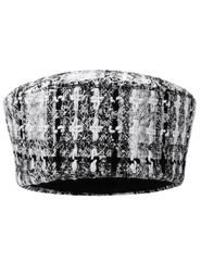 Fleur de Camélia Margot Tweed Pillbox Hat in Black White Tweed.