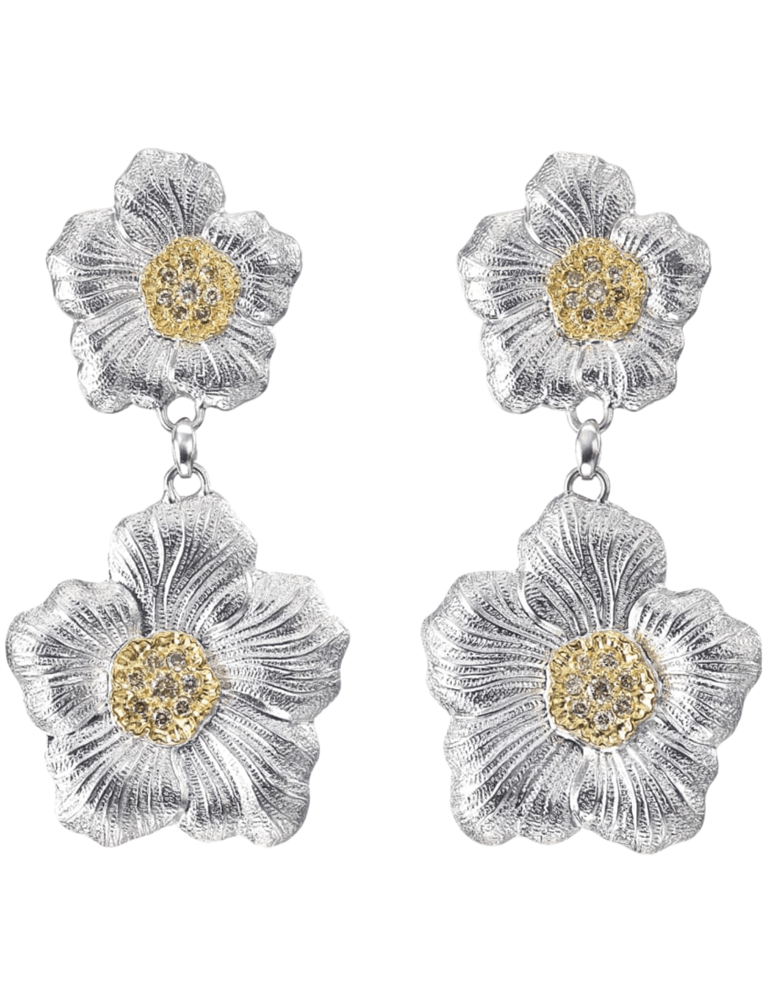 Fleur de Camélia Marion two tone flower statement earrings