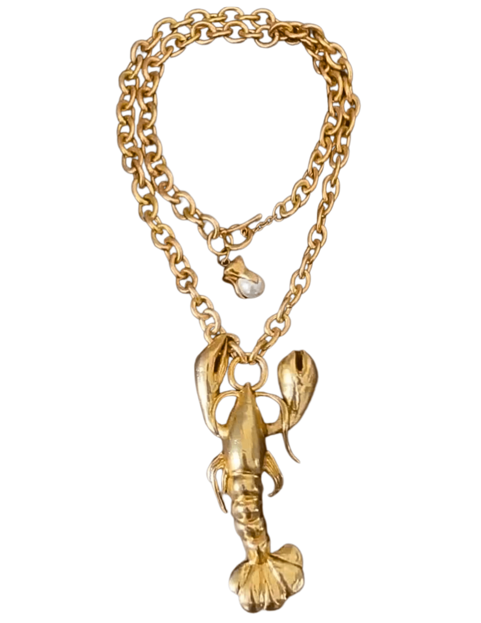 Fleur de Camélia Maris Lobster Necklace in gold with oversized lobster pendant on bold chain