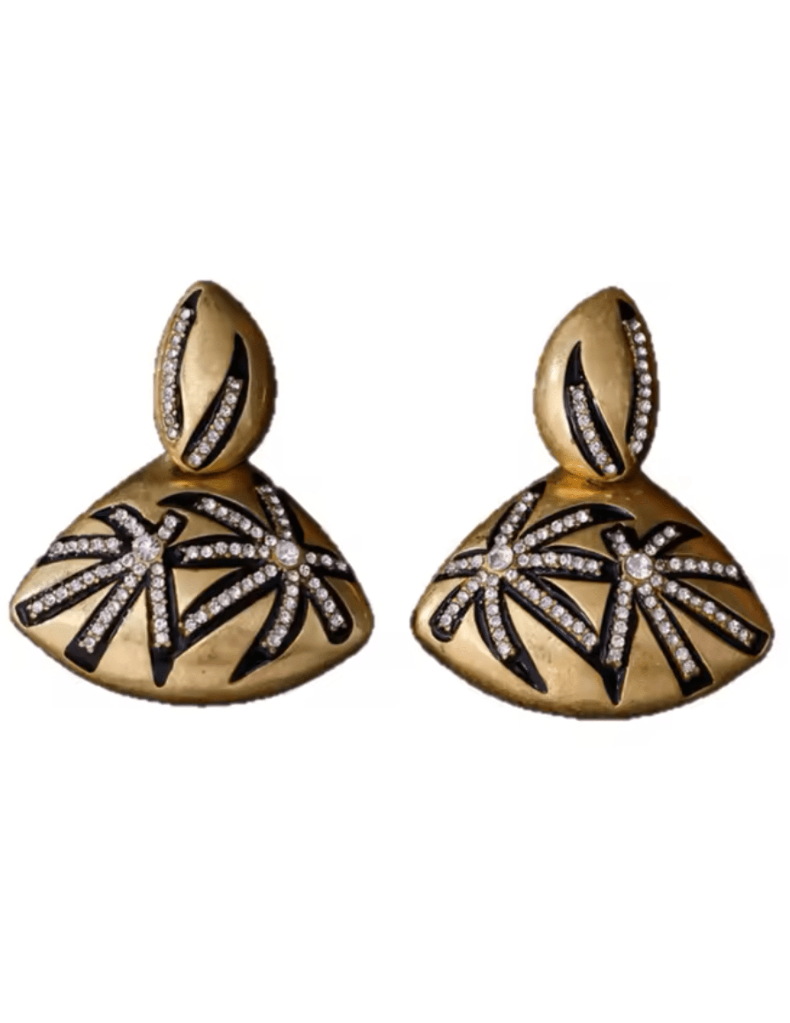 Fleur de Camelia Marisa gold black dangle earrings