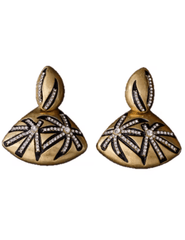 Fleur de Camelia Marisa gold black dangle earrings