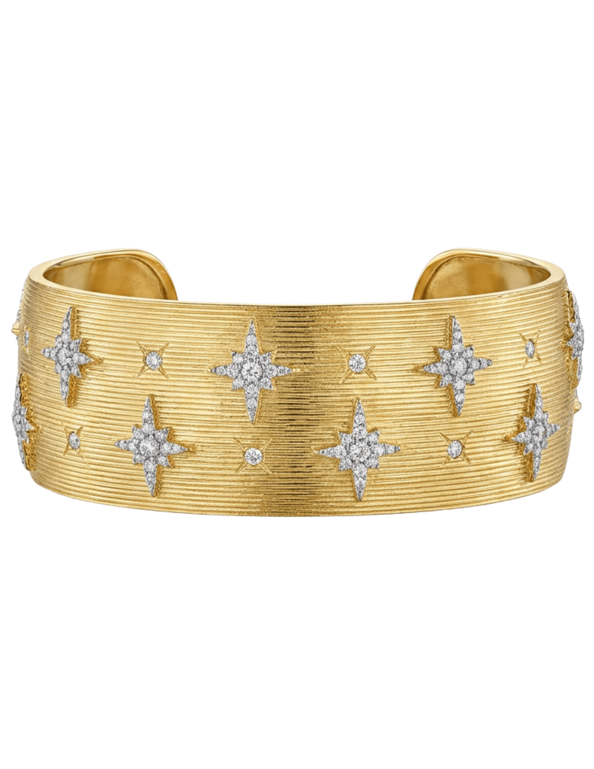 Fleur de Camélia Mia Textured Bangle in gold with rhinestone embellishments and textured finish