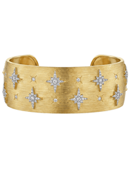 Fleur de Camélia Mia Textured Bangle in gold with rhinestone embellishments and textured finish