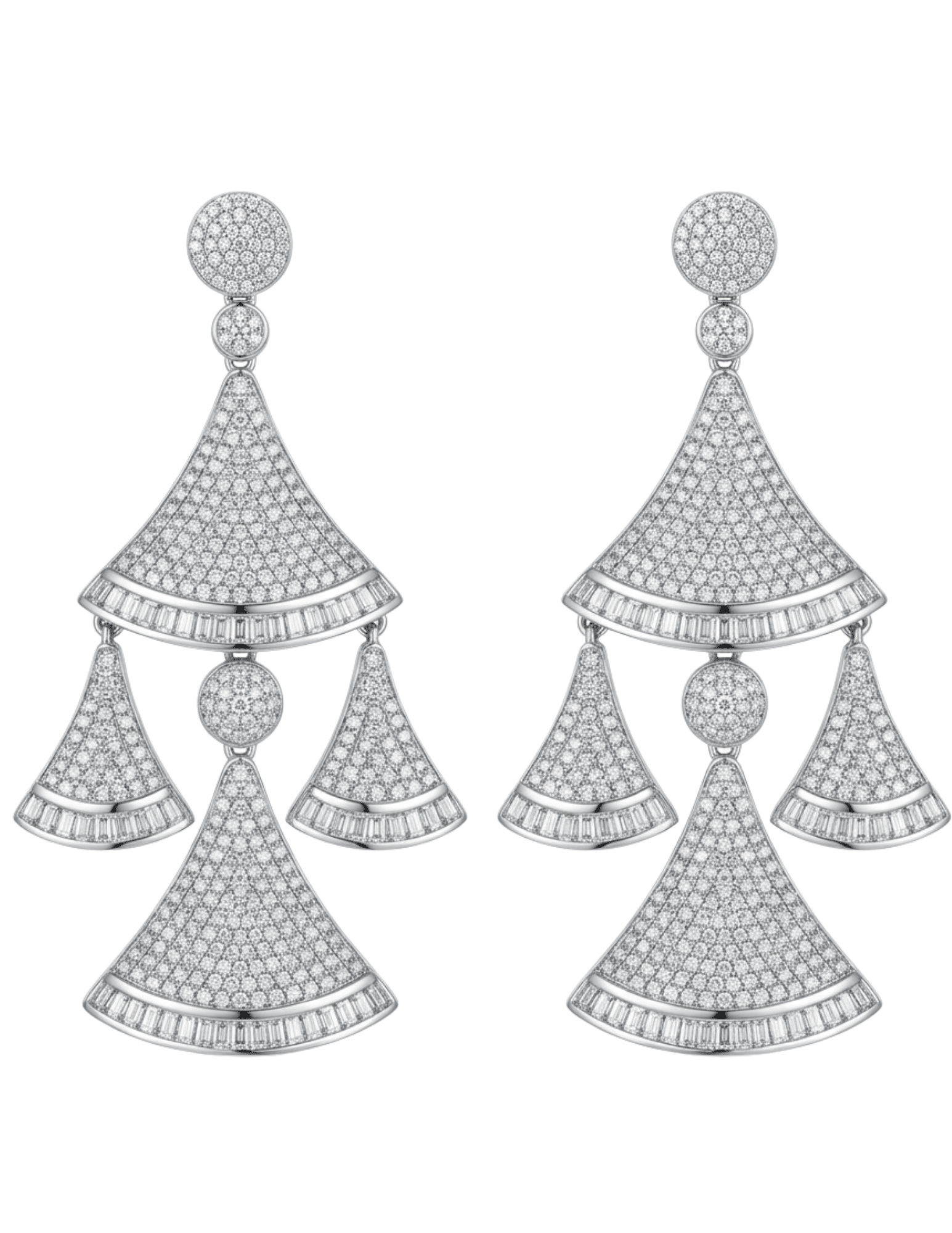 Fleur de Camélia Millie CZ Chandelier Earrings in Silver.
