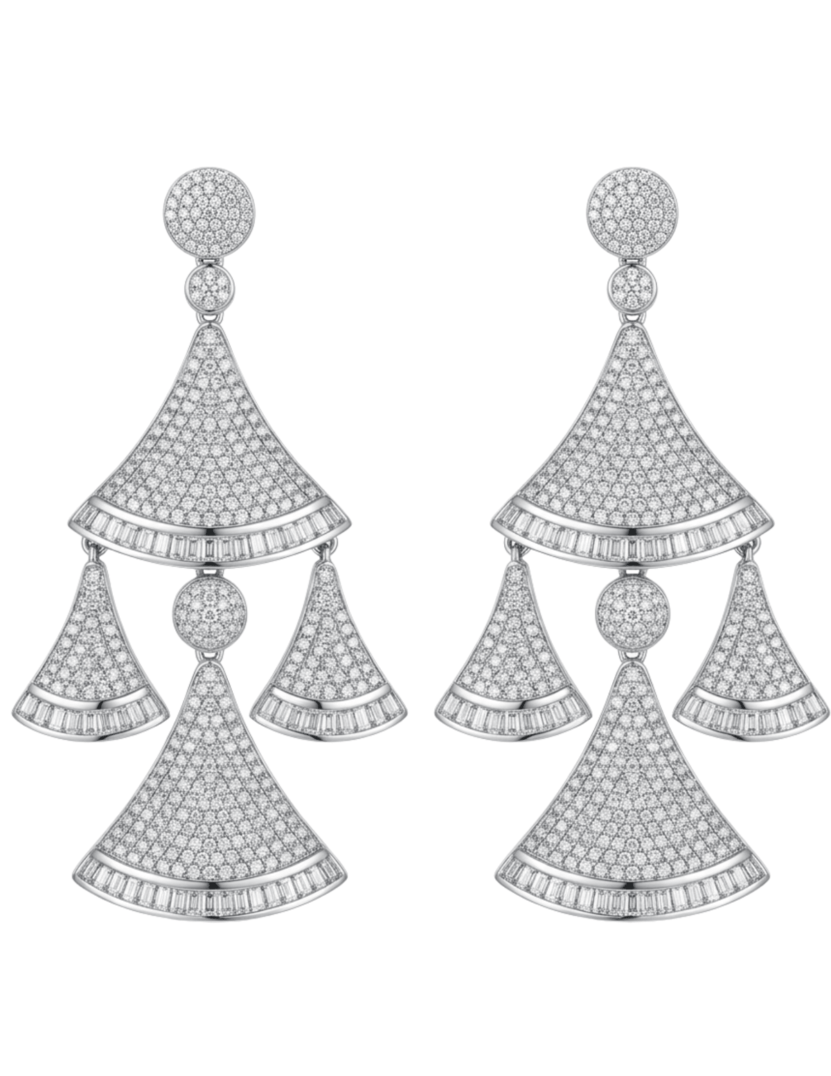 Fleur de Camélia Millie CZ Chandelier Earrings in Silver.