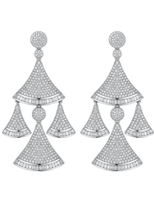 Fleur de Camélia Millie CZ Chandelier Earrings in Silver.
