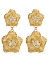 Fleur de Camélia Mimi gold double flower drop earrings