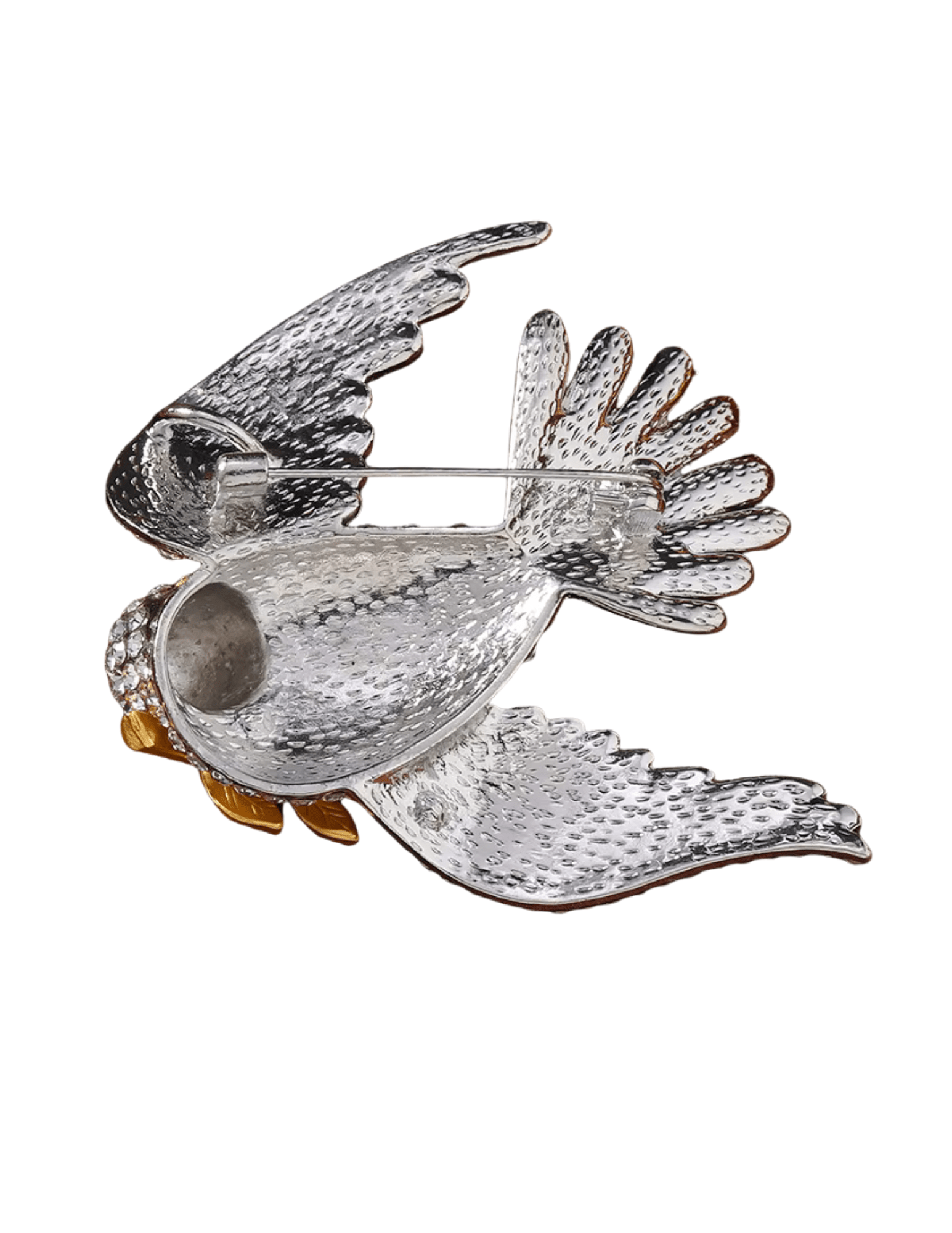 Fleur de Camélia Mira Rhinestone Dove Brooch in Silver