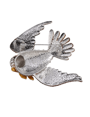 Fleur de Camélia Mira Rhinestone Dove Brooch in Silver