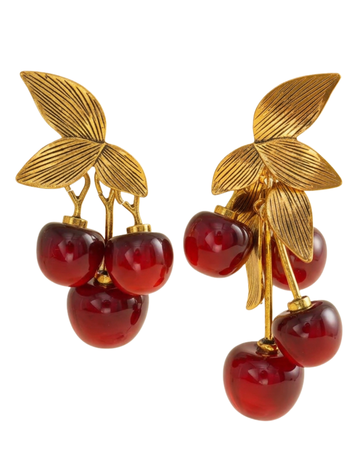 Fleur de Camélia Mon Cheri Earrings in Gold & Red
