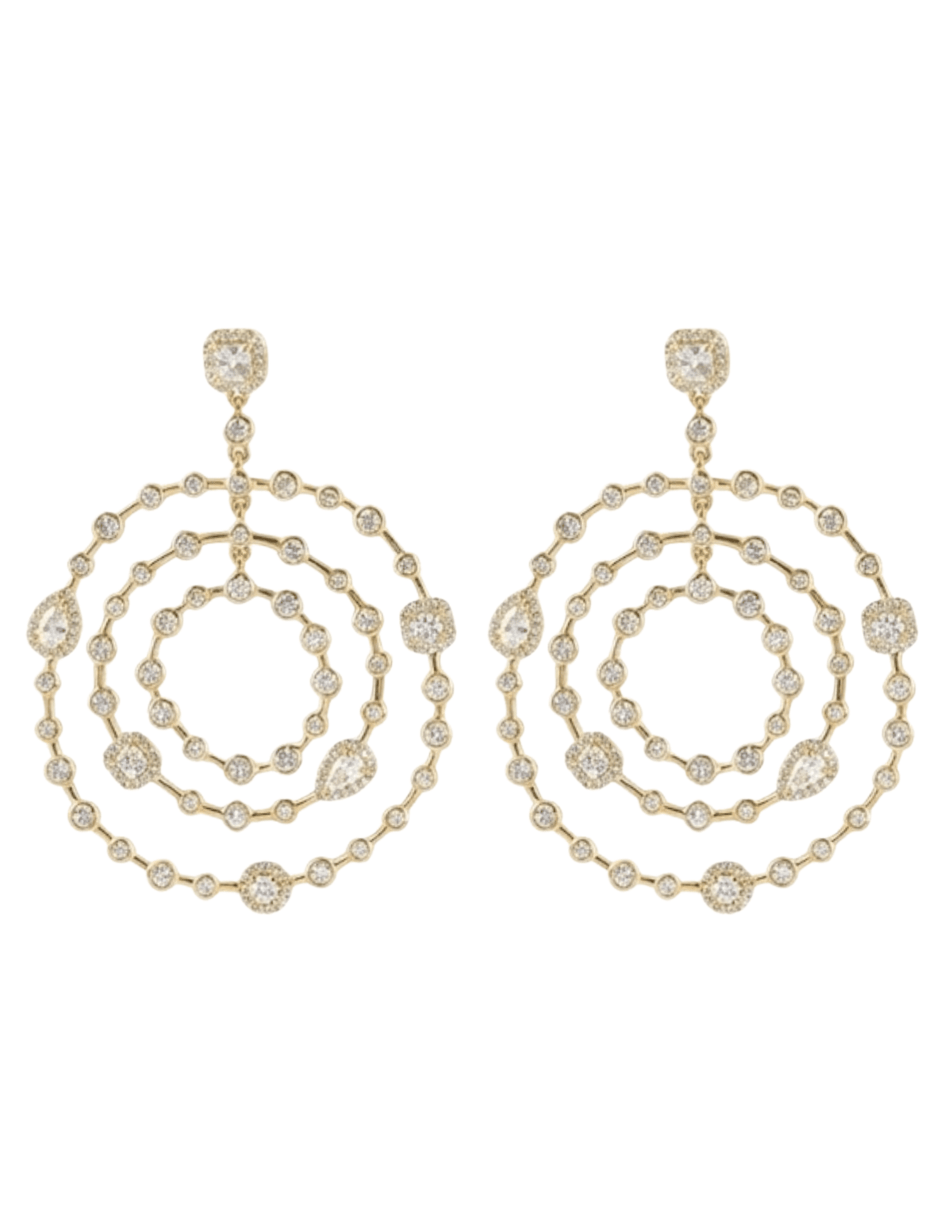 Fleur de Camélia Olive embellished hoop earrings in gold