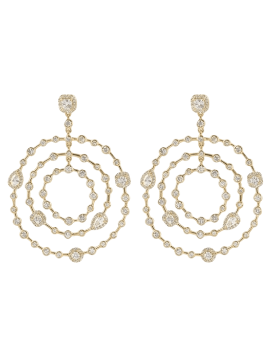 Fleur de Camélia Olive embellished hoop earrings in gold