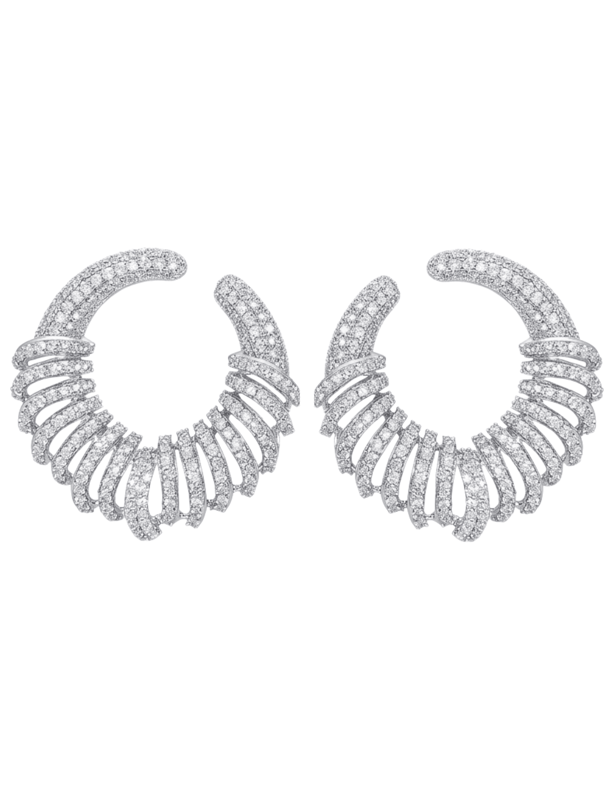 Fleur de Camélia Parker CZ Earrings in Silver featuring sparkling cubic zirconia stones and sculptural open-circle design.