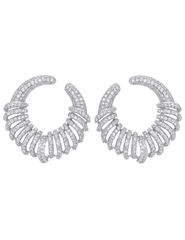 Fleur de Camélia Parker CZ Earrings in Silver featuring sparkling cubic zirconia stones and sculptural open-circle design.