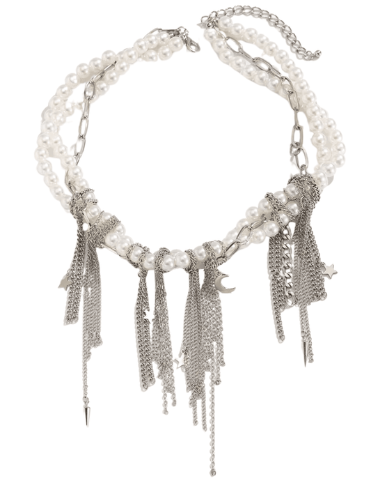 Fleur de Camélia - Fleur de Camélia Pearl Chain Choker Necklace - Buy Online