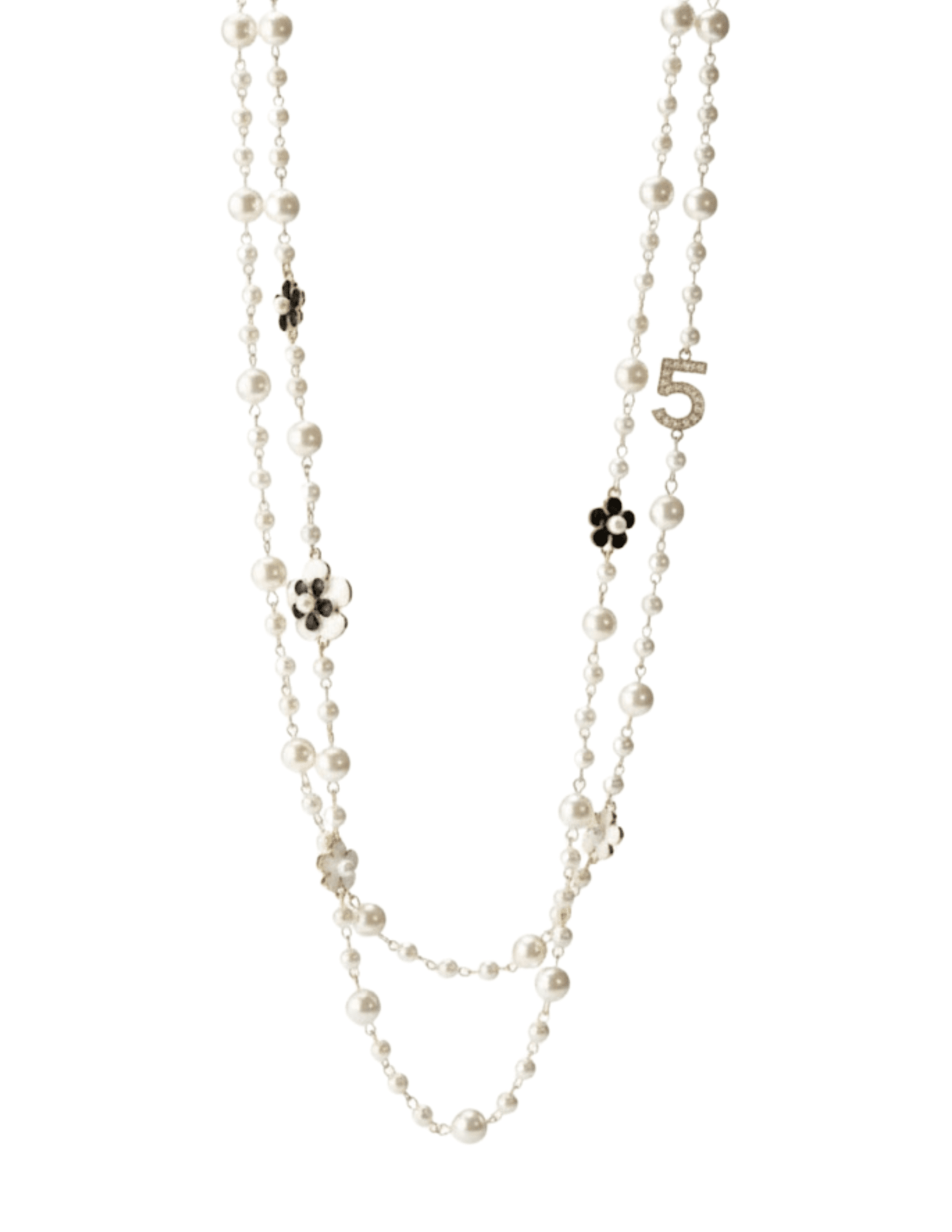 Fleur de Camélia Pearl Flower Double Strand Necklace in Pearl