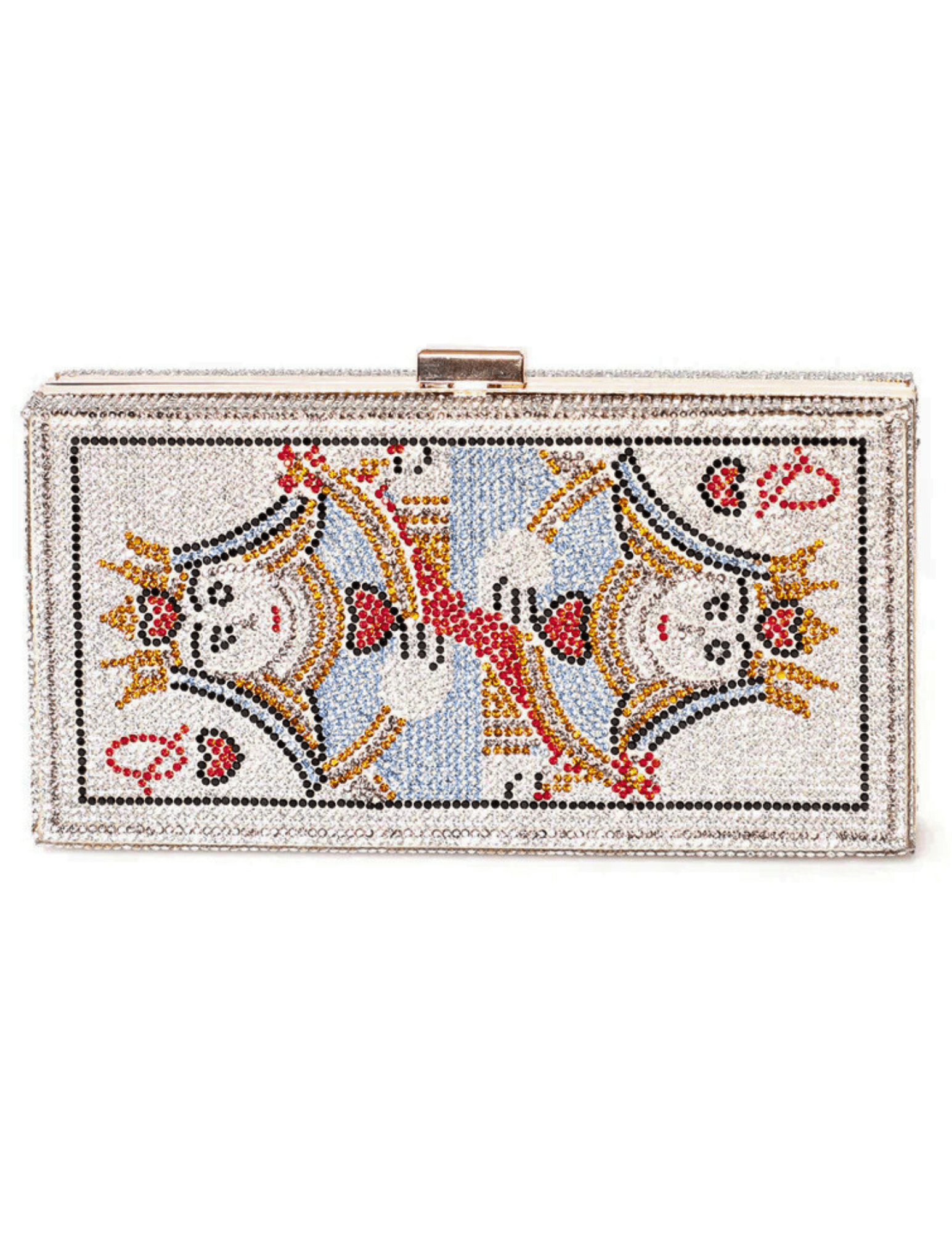 Fleur de Camélia Regina Crystal Clutch with Queen of Hearts rhinestone design