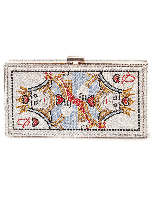 Fleur de Camélia Regina Crystal Clutch with Queen of Hearts rhinestone design