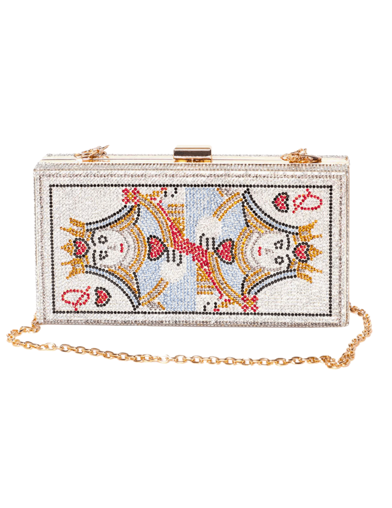 Fleur de Camélia Regina Crystal Clutch with Queen of Hearts rhinestone design