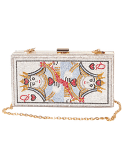 Fleur de Camélia Regina Crystal Clutch with Queen of Hearts rhinestone design