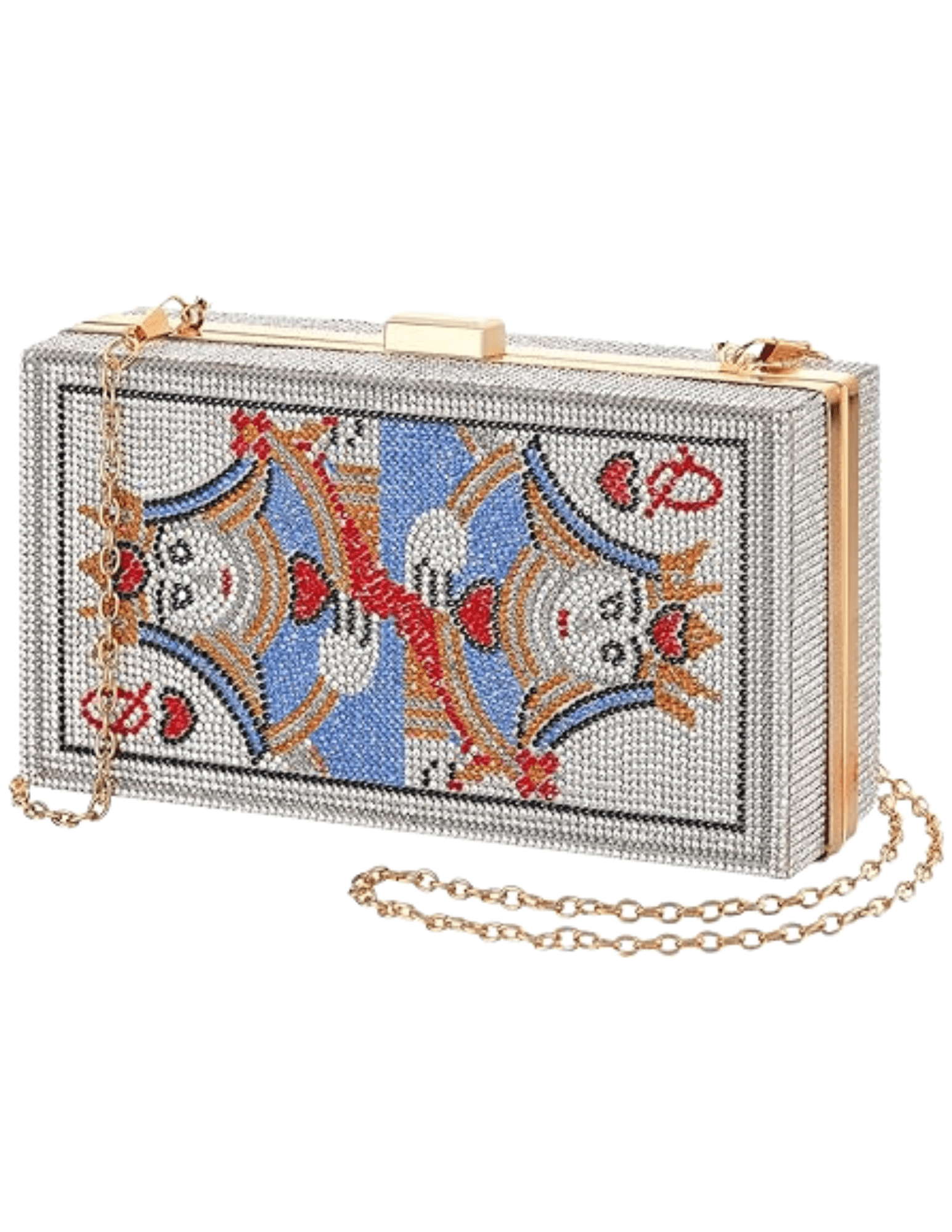 Fleur de Camélia Regina Crystal Clutch with Queen of Hearts rhinestone design