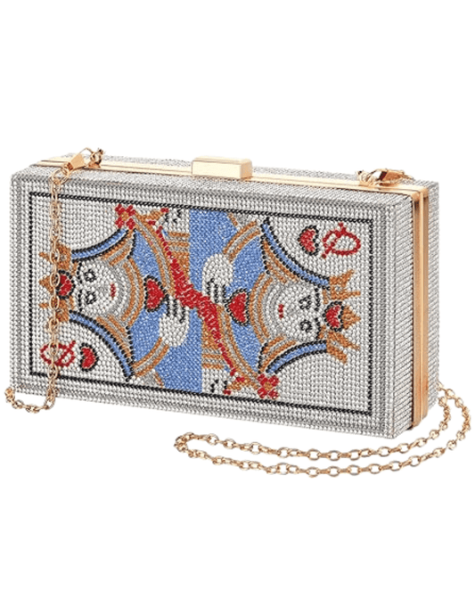 Fleur de Camélia Regina Crystal Clutch with Queen of Hearts rhinestone design