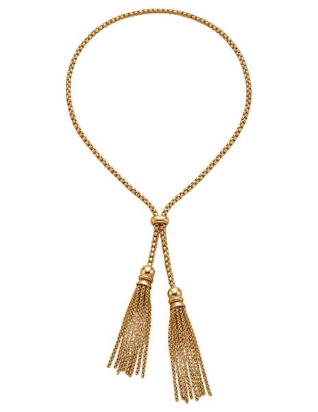 PRE-ORDER-Fleur de Camélia Remy Chain Tassel Necklace in Gold