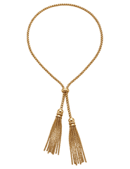 Fleur de Camélia Remy Chain Tassel Necklace in Gold featuring an adjustable chain drawstring with polished gold-tone metal and elegant cascading chain tassels.