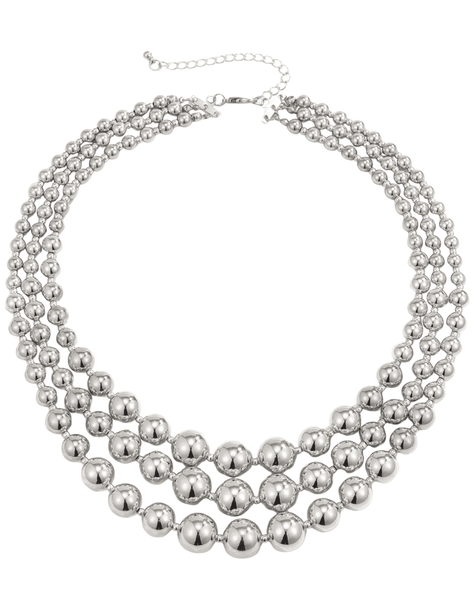 Fleur de Camélia Riva silver metallic bead layered collar necklace