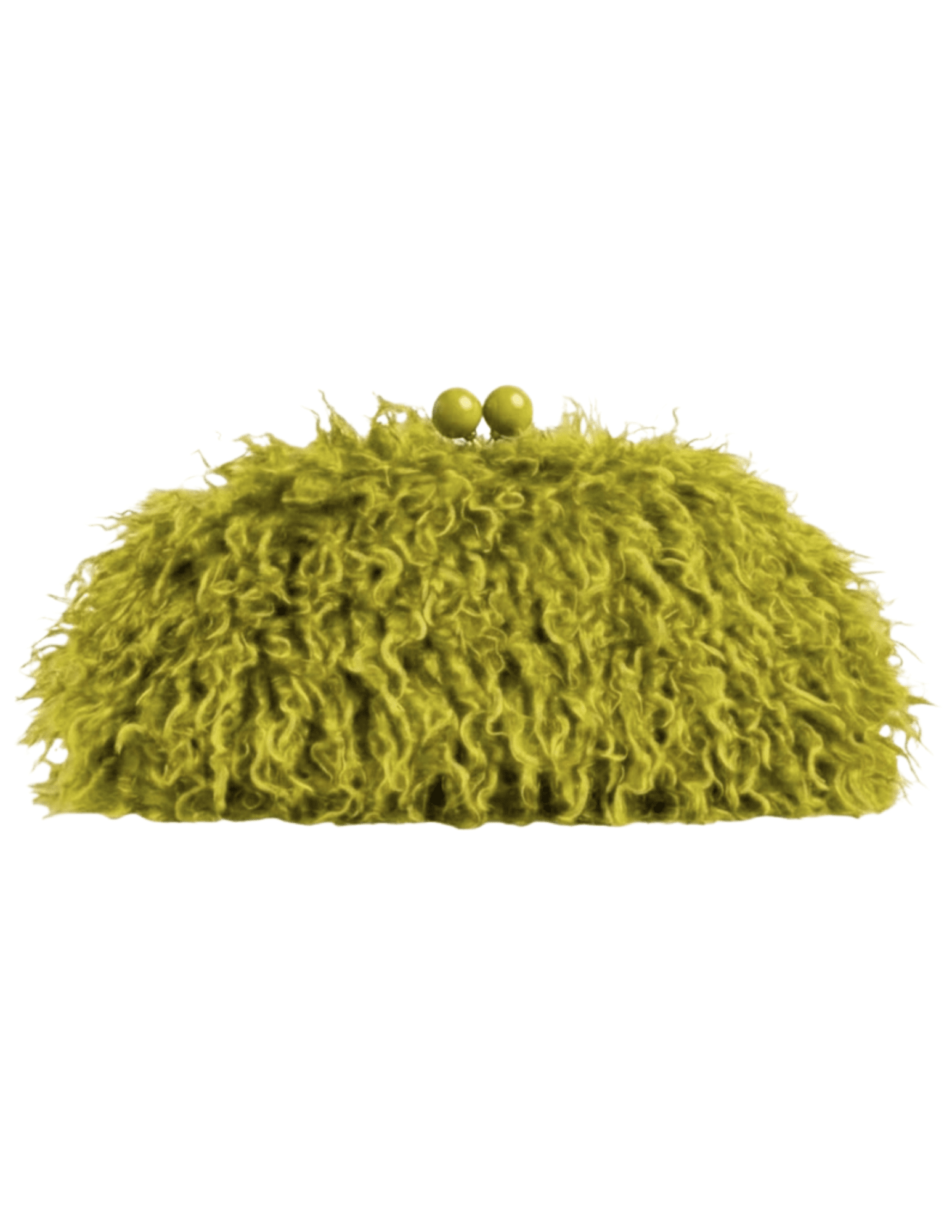 Fleur de Camélia Sawyer Fuzzy Pouch Clutch in chartreuse